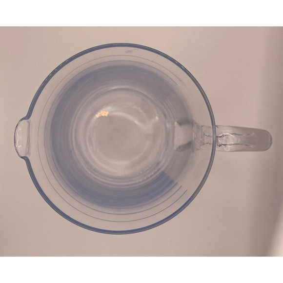 Vintage Heavy Glass Pitcher with Blue Stripes Pre-owned - Picture 5 of 5